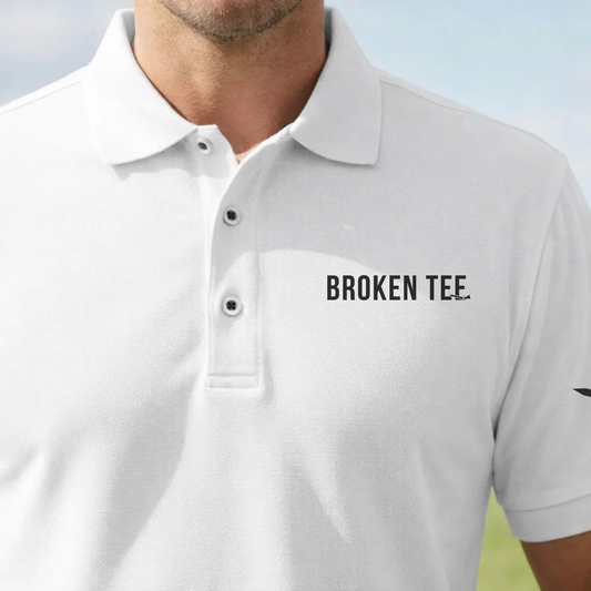 Broken Tee Golf Embroidered Black Unisex pique Polo Shirt