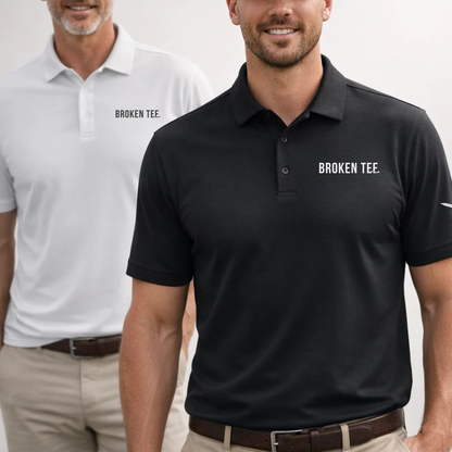 Broken Tee Golf Embroidered Black Unisex pique Polo Shirt